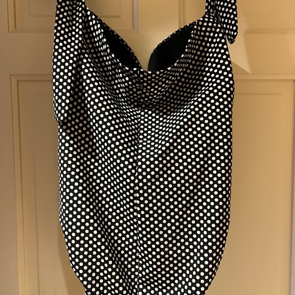 Magic Suit Black White Polka Dot Ruched One Piece Swimsuit Sz 8. like new - Picture 2 of 4
